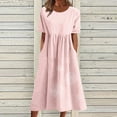 thumbnail image 1 of WILLBEST Vestidos Casuales 2023 Vestido de Lino para Mujer Vestido de Manga Corta con Cuello Redondo y Bolsillo Estampado Vestidos Casuales Grande, 1 of 3