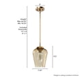 thumbnail image 6 of Hunter - Vidria 1-light Alturas Gold, Small Pendant Light, Dimmable, Formal Style, Bell Shaped, for Bedrooms, Dining, Living Rooms - 45235, 6 of 7