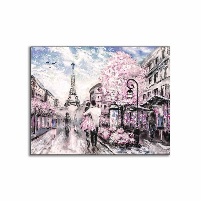 Original Design Pretty Pink Paris Fine Art Canvas