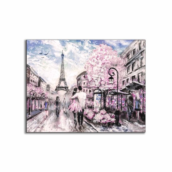 Original Design Pretty Pink Paris Fine Art Canvas