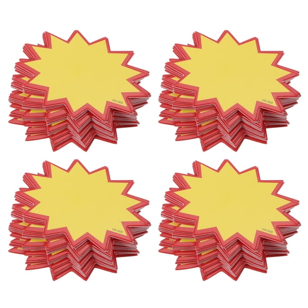Etiquetas de precio de venta en blanco Uxcell con estallido de estrella, etiquetas de precios fluorescentes de 50x70 mm, colores para venta al por menor, paquete de 400