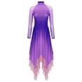 thumbnail image 3 of Oyolan Women Asymmetrical Praise Dance Dress Long Sleeve Contemporary Dance Costumes Lavender XL, 3 of 5