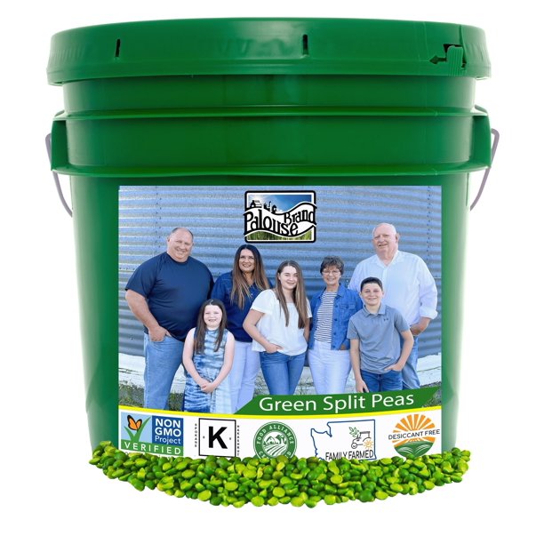 Dried Green Split Peas 25 lb Bucket Long Term Food Storage