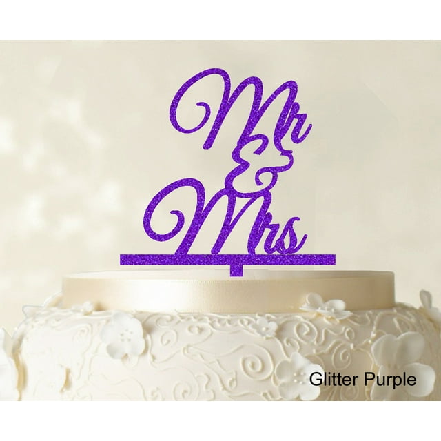 Mr And Mrs Wedding Cake Topper Glitter Cake Topper Color Option Available 4-5 Inches Wide