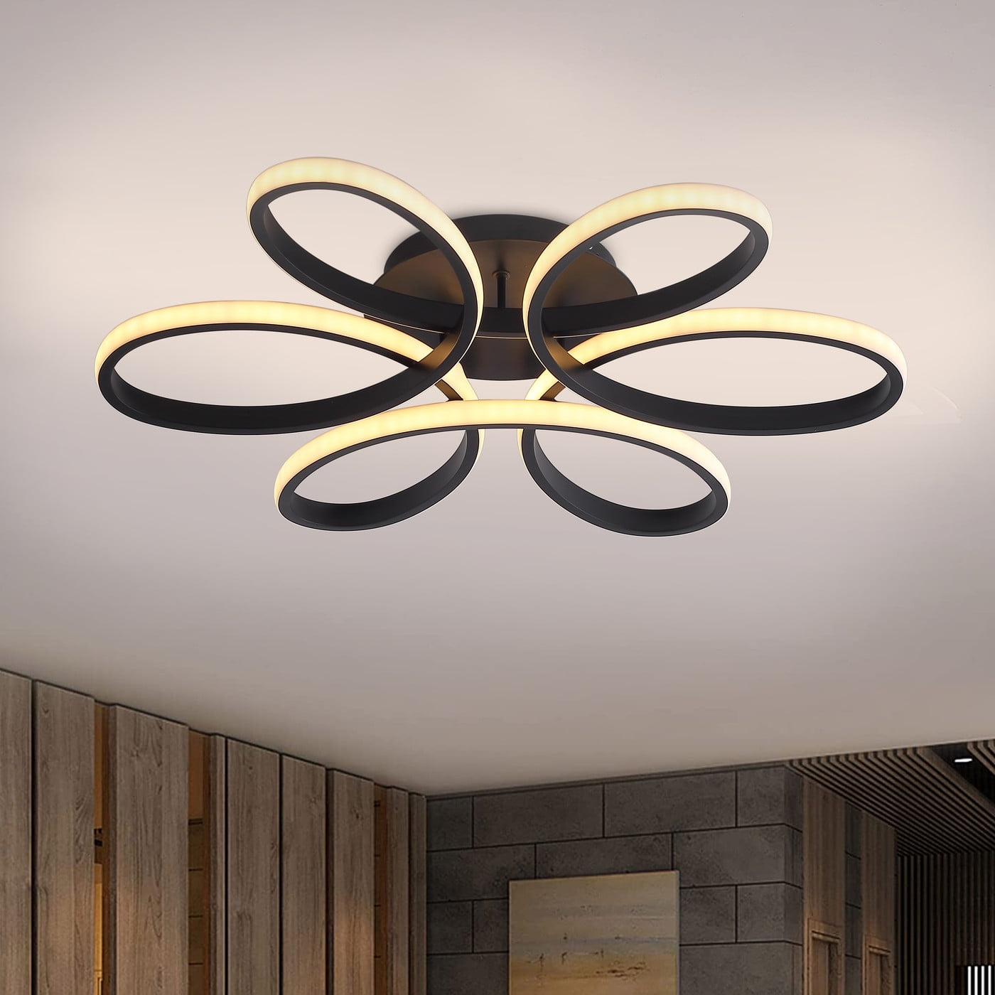 Aiwen Modern LED Flush Mount Ceiling Lamp Geometric Novelty Light Fixture Black