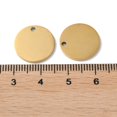 thumbnail image 3 of 20pcs 304 Stainless Steel Pendants Stamping Blank Tag Flat Round Charm Real 18K golden Plated 15x1.3mm Hole: 1.6mm, 3 of 3