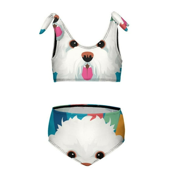 Cute Puppy Girls' beach sports two-piece swimsuit set