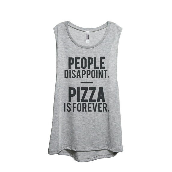 Thread Tank Pizza Is Forever Women's Sleeveless Muscle Tank Top Sport Grey Small