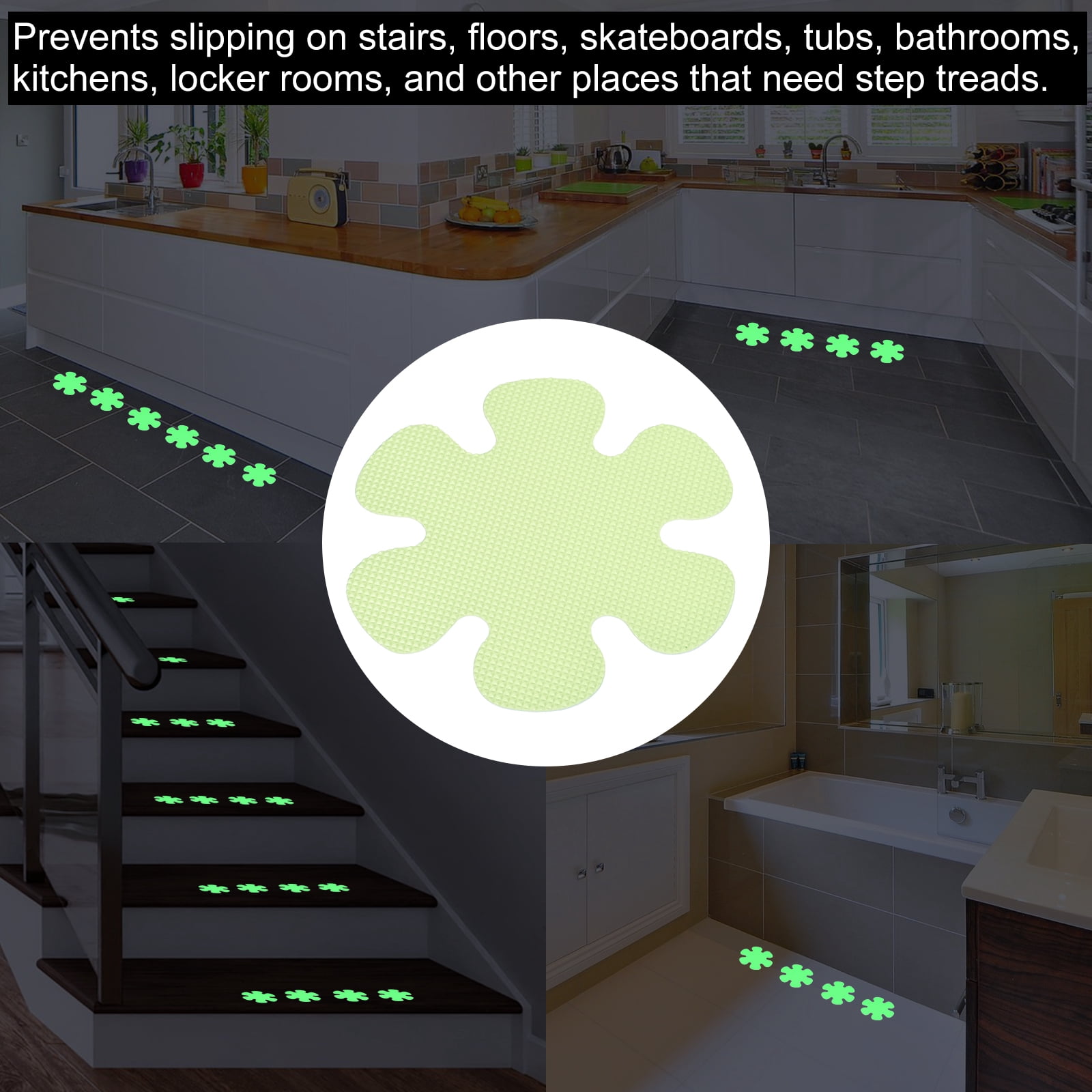 Unique Bargains Anti Slip Grip Tapes Non-Slip Traction Strips Flower Shape for Stairs Green 3.9"