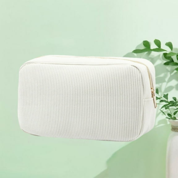 breaise Makeup Bag Travel Cosmetic Bag for Women Soft Toiletry Bag Aesthetic Makeup Organizer Portable Large Zipper Pouch for Skincare Beauty Accessories Brushes Stripe