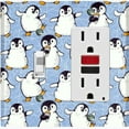 thumbnail image 1 of Metal Light Switch Plate Cover Cute Penguins Ice Skating Blue BRD002, 1 of 13