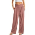 thumbnail image 4 of TARSE Women's Wide Leg Casual Loose Pants Yoga Sweatpants Crossover High Lounge Pajama Flowy Pants with Pockets, 4 of 20