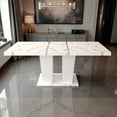 thumbnail image 2 of Tcbosik Rectangle Dining Table for 6-10 Person, 63" - 78.7" Extendable Kitchen Table, Accent Table for Living Room, Easy Assembly, White Marble Color, 2 of 8