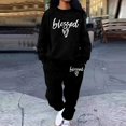 thumbnail image 2 of Wangmeiwg Women's Sweatshirts Women's Trousers Suit Stylish Comfortable Loose Hoodie and Sweatpants Set for Casual Loungewear Black L, 2 of 4