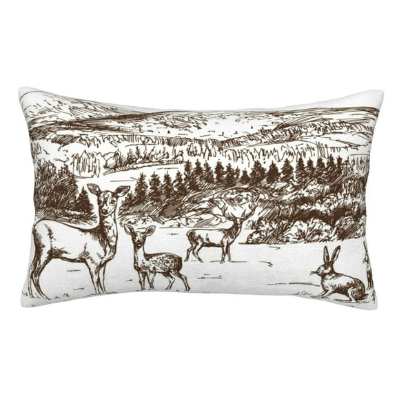 Vsdgher Woodland Forest With Deers Pillow Cases, Pillow Covers - suit sofa or office-14"x20"