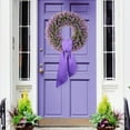 thumbnail image 6 of Guvpev 24 Inch Foldable Fake Plants Eucalyptus Leaf Wreath - Artificial Greenery for Front Door, Spring/Summer Decor, Easy Storage Hanging Wreath（Purple）, 6 of 9