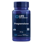 Life Extension Pregnenolone, neurohormone, promotes memory health and brain plasticity, gluten-free, non-GMO, 100 capsules