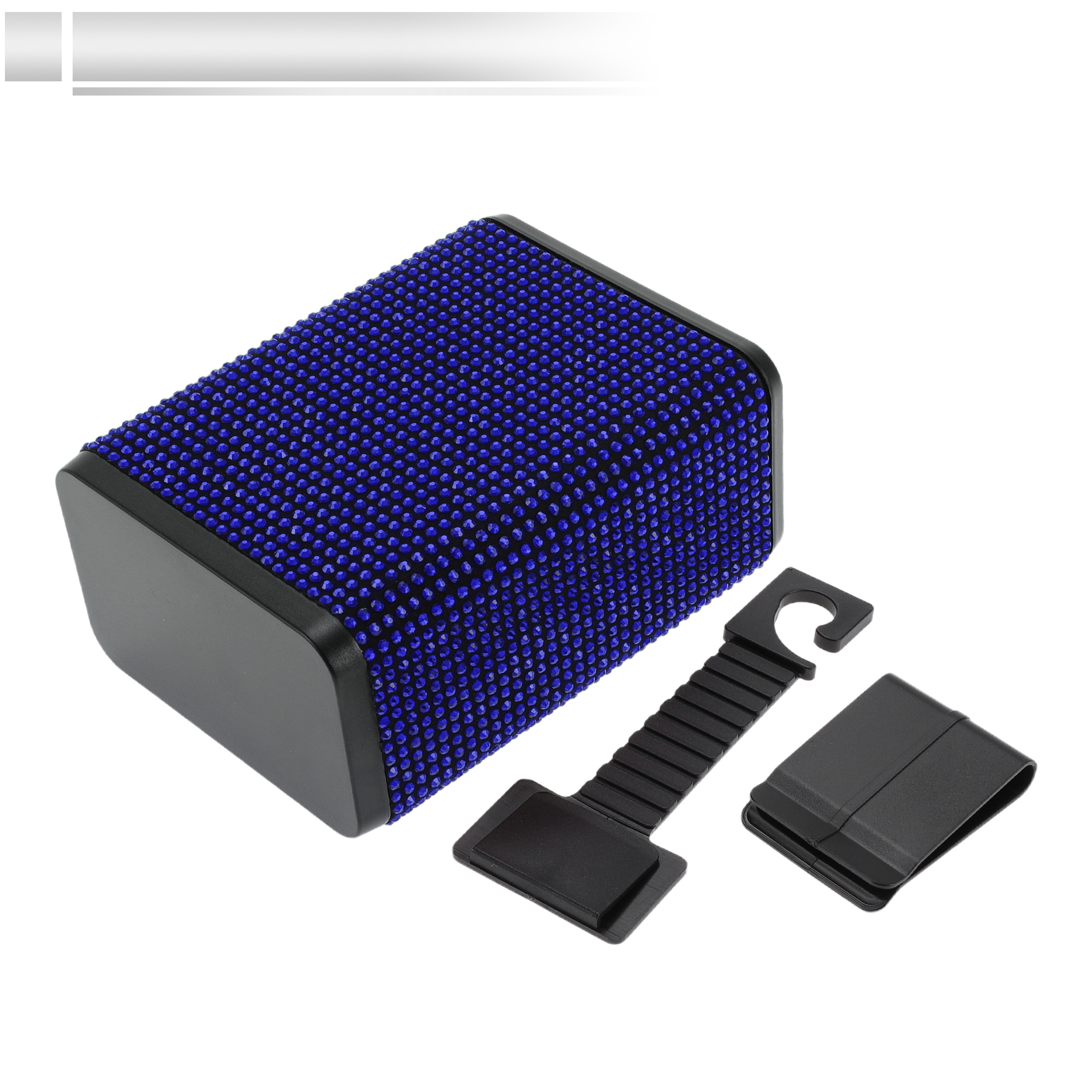 Unique Bargains Universal Car Trash Can 4.3x2.8x5.5in Plastic Rhinestone Blue