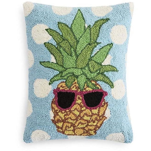 PEKING Handicraft Polka Dot Pineapple Hook decorative pillow 18" x 18"