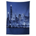 thumbnail image 3 of Ambesonne Usa Tablecloth Rectangular Table Cover, Chicago Skyline Night, 60"x90", Violet Blue, 3 of 4