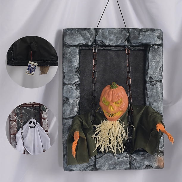 Decoraciones de Halloween, adornos de Halloween, regalos de Halloween Decoración de lápida de Halloween: adorno colgante brillante y espeluznante activado por movimiento para decoraciones espeluznante