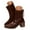 Brown, variant on Pointed Toe Chelsea Boots Women Black and Brown Leather Ankle Booties Chunky Heel Elastic Gogo Boots