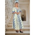 thumbnail image 2 of HAPPY BAY Women's Summer OverSize Caftan Long House Sleep Shirt Loungewear Dashiki Dresses for Women 2X-3X Blue, Leaves, 2 of 6
