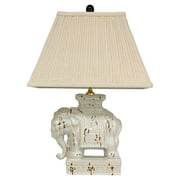Oriental Furniture 22" Ivory Elephant Lamp, oriental, table lamp, ivory color