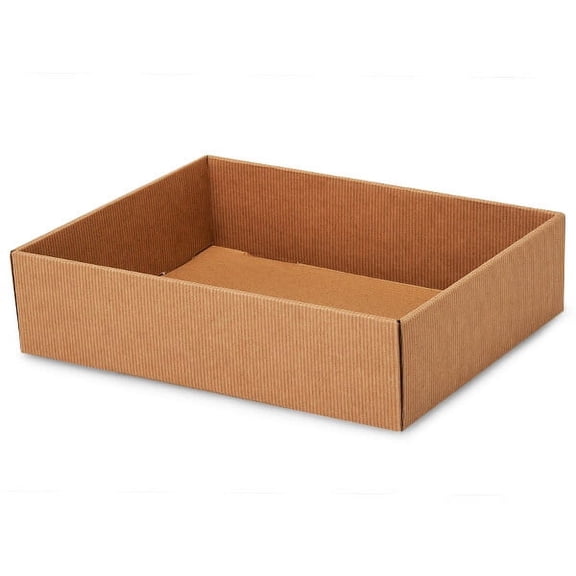6 PK, Kraft Pinstripe Gourmet Decorative 12 x 9 x 3" Corrugated Trays For Party, Holiday & Events