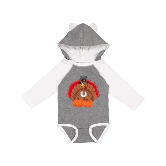 Inktastic Thanksgiving Turkey with Pumpkin Boys or Girls Long Sleeve Baby Bodysuit