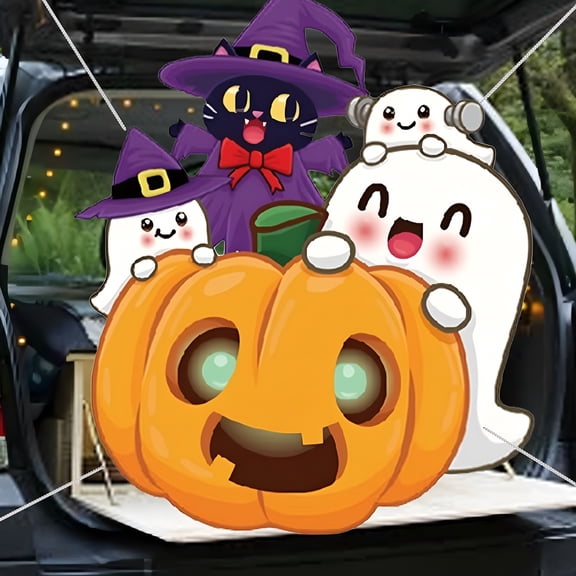 XIBUFE 2026 New Halloween Trunk Or Treat Car Decorations Kit,Car Archway Garage Door Decoration,Haunted House Trunk Banner,Jack&Sally Theme Party Decoration,Waterproof for Outdoor Party Supplies(B)