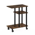 thumbnail image 2 of Furinno TURN-N-TUBE Side Table, 3-Tier C-Shape End Table with Wheels, Toolless Assembly Night Stand, Bedside Table with Open Shelf, for Living Room, Bedroom, Amber Oak/Black, 2 of 5