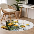 thumbnail image 4 of Spring Floral Round Area Rug 3Ft Washable Small Circle Rugs for Kitchen Entryway, Yellow Roses Flowers Leaves Farmhouse Wooden Non-Slip Carpet Floor Mats Indoor Outdoor Carpet Runner Home Decor, 4 of 8
