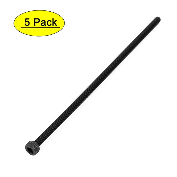 M3x90mm Fully Thread Hex Socket Head Knurled Cap Screw Bolt Black 5pcs