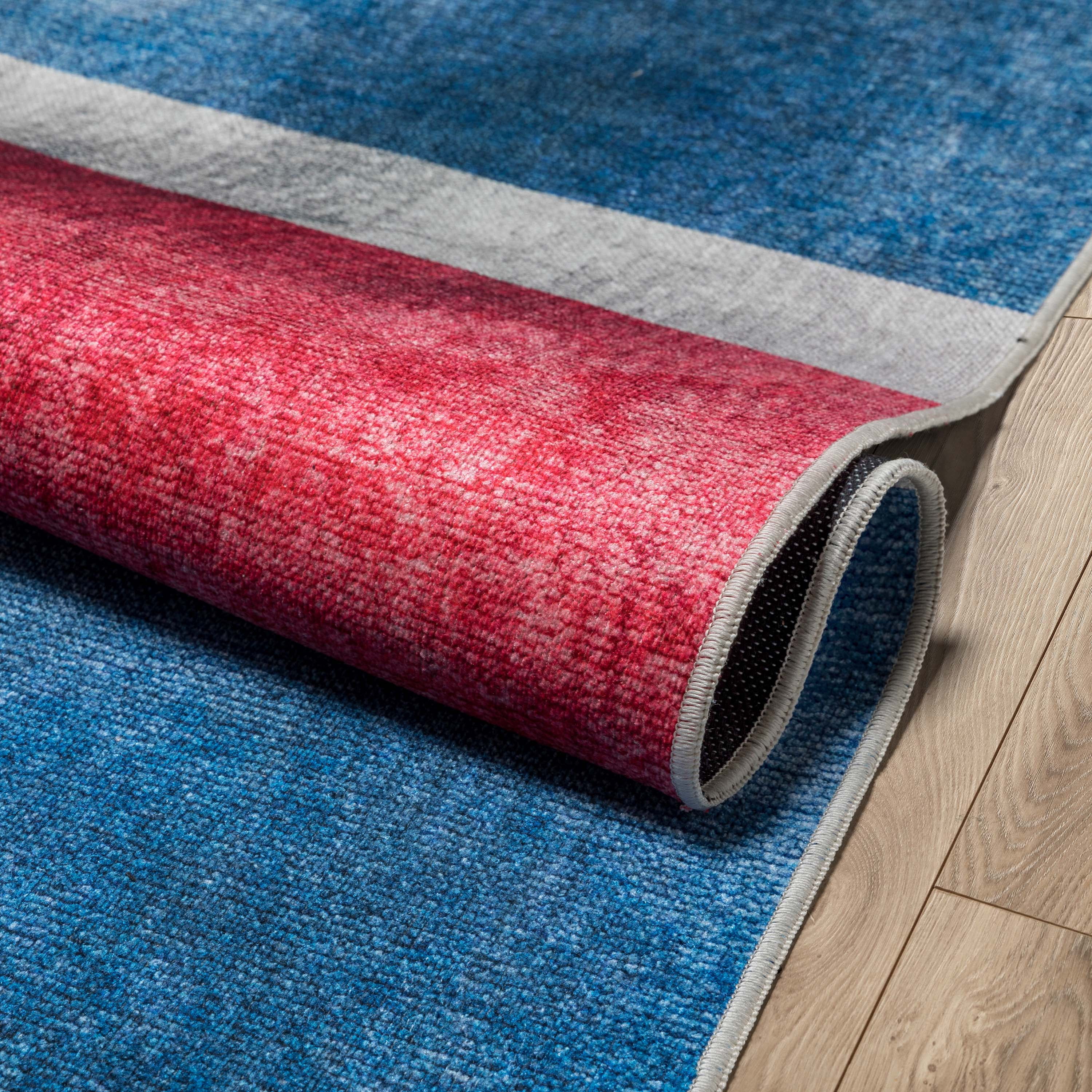 Well Woven Apollo British Flag Union Jack Royal Flag Vintage Red Blue White Flat-Weave Easy to Clean 5' x 7' Area Rug