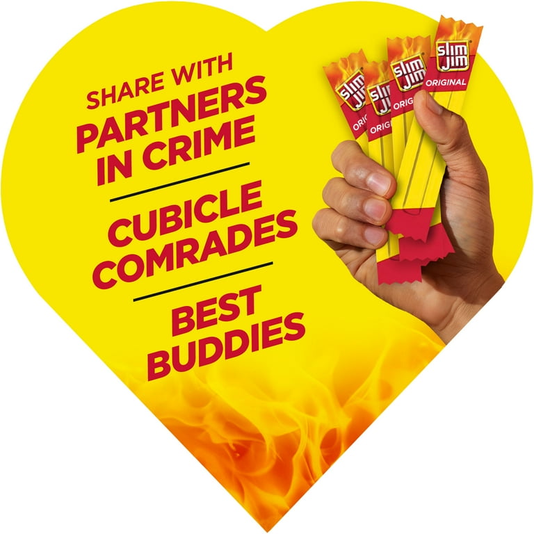 Slim Jim Original Snack Size Meat Sticks, Valentine's Day Heart Box, 0.28 oz. each 8-Count
