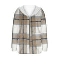 thumbnail image 4 of qucoqpe Women's Color Blocked Plaid Fleece Jacket Fashion Casual Long Sleeve Warm Plushy Fuzzy Coat for Fall Winter, 4 of 6