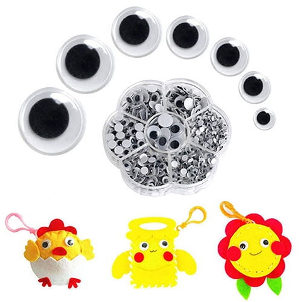 AYYUFE 500Pcs Mixed Size Self-adhesive Round Plastic Wiggle Googly Eyes for DIY Doll