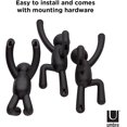thumbnail image 4 of Buddy Hooks assorted. Buddy Wall Hooks - Decorative Coat Rack, Set of 3, Black., 4 of 5