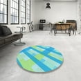 thumbnail image 4 of Ahgly Company Machine Washable Indoor Square Transitional Dark Turquoise Green Area Rugs, 6' Square, 4 of 7