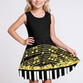 thumbnail image 2 of FINALGANG Girls Kids Music Note Piano Print Dress Sleeveless Crewneck Casual Party Dress For Summer Daily Wear Black 8-9, 2 of 6
