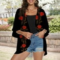 thumbnail image 4 of Women's Casual F Fashion Print Lightweight And Comfortable Beach Vacation Chiffon Cardigan Sun Cardigan Short Sleeve Cardigan Boyfriend Sweater for Women Lace Cardigan Pregnancy Sweaters for Women, 4 of 6