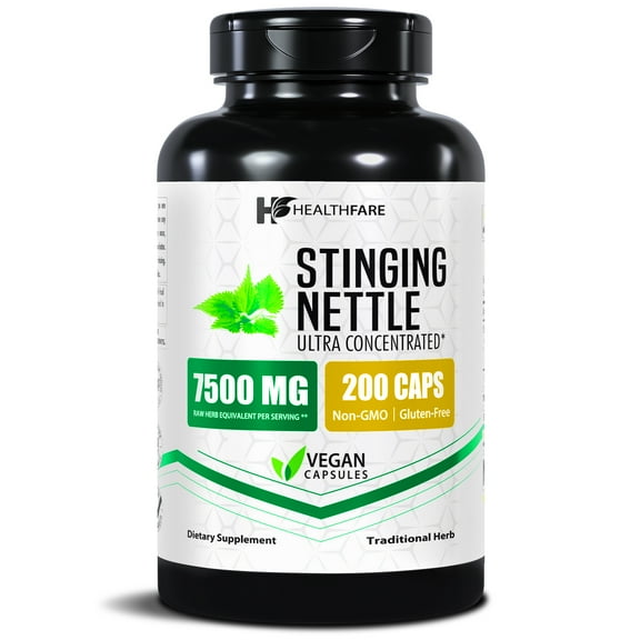 HealthFare Stinging Nettle Root Extract 7500mg | 200 Vegan Capsules | Extra Strength Herbal Supplement | Supports Prostate, Urinary & Hair Health | Non-GMO, Gluten-Free | Made in USA