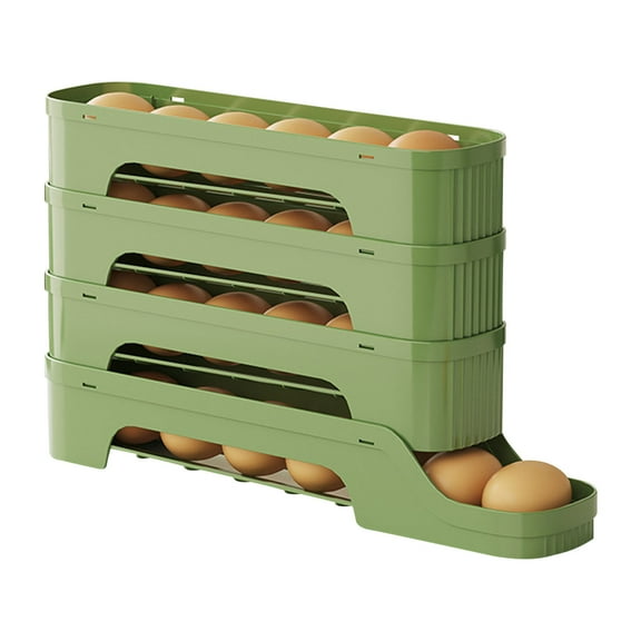 Egg Organizer Egg Organizer 4-Layer Automatic Slide Egg Dispenser for Refrigerator, Yellow, Extra Large Capacity Kitchen Storage, Food Safe Rolling Egg Holder Egg Holder