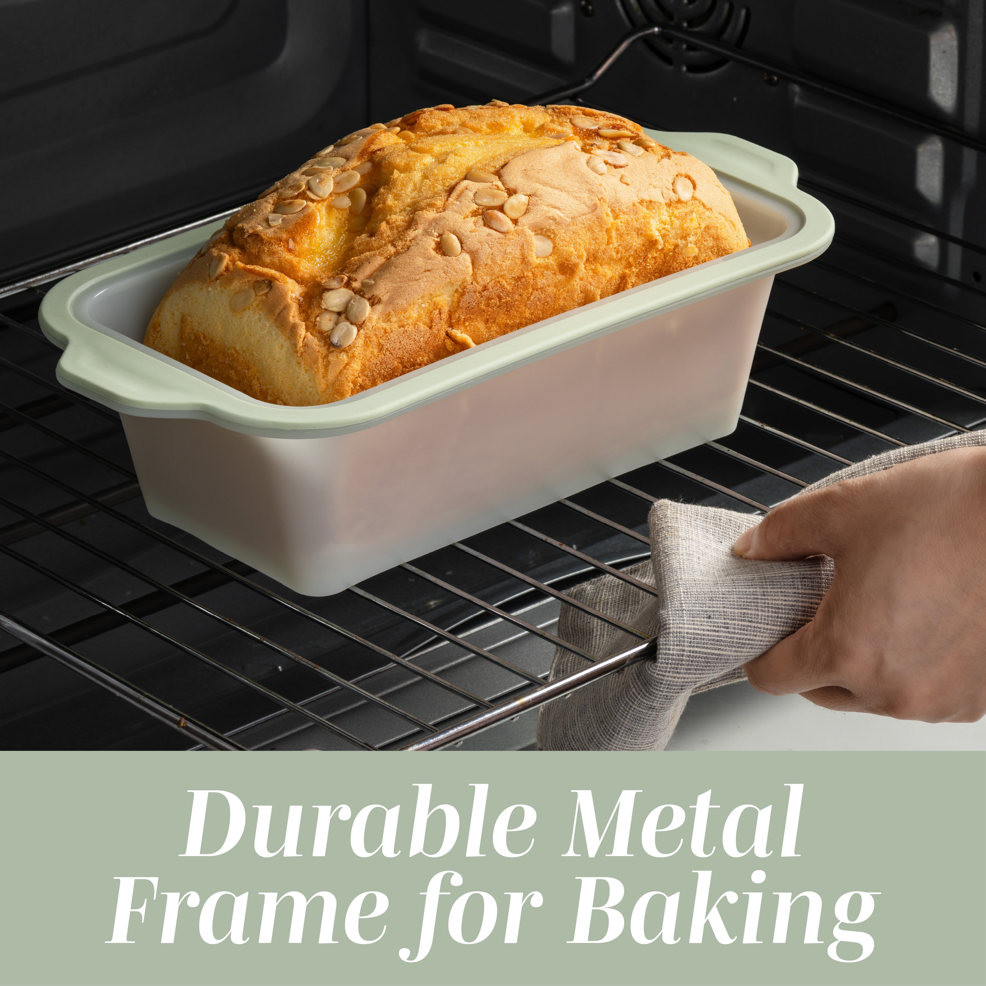 COOK WITH COLOR 17-Pc Silicone Baking Set, Non Stick Baking Pan Set with Sturdy Metal Frame, Sage