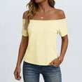 thumbnail image 4 of fatyb Womens off the Shoulder Tops Casual Short Sleeve Tee Shirts Summer Elegant Tshirts for Going Out, 4 of 6