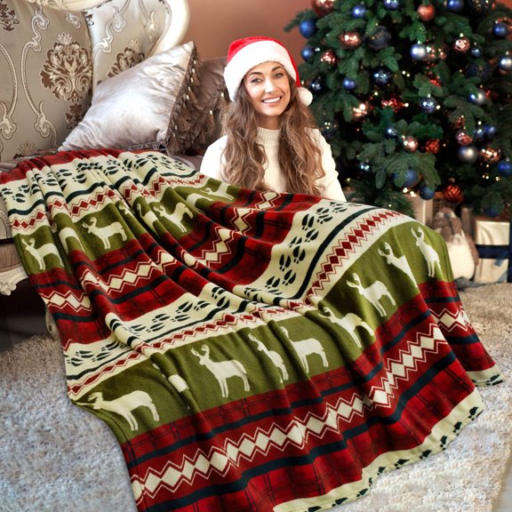 Muecwrye Christmas Blanket, Super Soft Christmas Prints Fleece Blanket, Holiday Theme Home Decor, Fuzzy Warm and Cozy Throws for Winter Bedding, Couch and Gifts, Clearance Sales! 27 X 40 Inch
