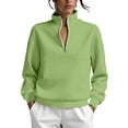 thumbnail image 6 of WULMLEO Quarter Zip Sweatshirt for Women Solid Long Sleeve Stand Collar Loose Fit Pullover 2026 Casual Fall Winter Soft Lightweight Tops Green L, 6 of 8