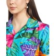 thumbnail image 6 of Stylore Womens Hawaiian Shirt Short Sleeve Blouse Big Hibiscus Turquoise XS, 6 of 7