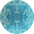 thumbnail image 1 of Ahgly Company Indoor Round Oriental Light Blue Traditional Area Rugs, 8' Round, 1 of 4